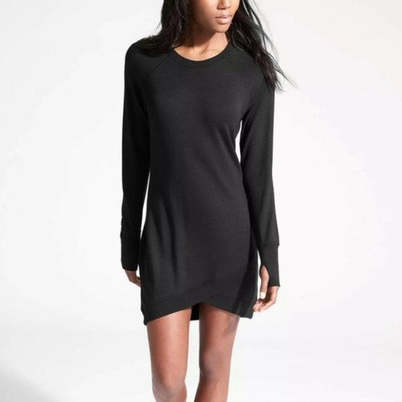 Athleta Dresses & Skirts - Athleta Criss Cross Sweatshirt Dress Black